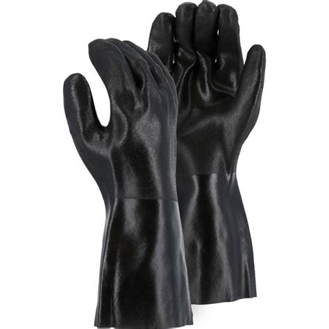 Chemical Resistant Gloves Cotton Lined Double Pvc Sand Finish 14 Inch Gauntlet Cuff Pk 12