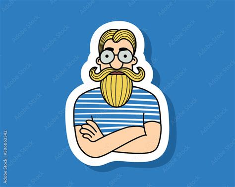 Иллюстрация Бородатый мужчина в тельняшке. Портрет. в стиле 2d,