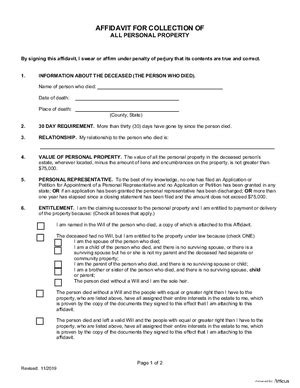 Affidavit For Collection Of All Personal Property Mohave Arizona