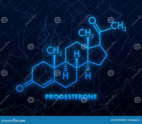 Progesterone Female Sex Hormone Molecule Vector Illustration Stock