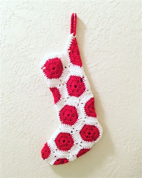 Crochet Hexagon Stocking Crochet Hexagon Christmas Stockings Stockings