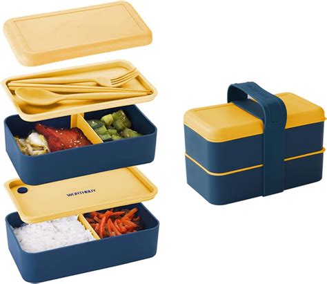 Ruucy Bento Lunch Box 1400ml Double Boite Repas Compartiment Avec