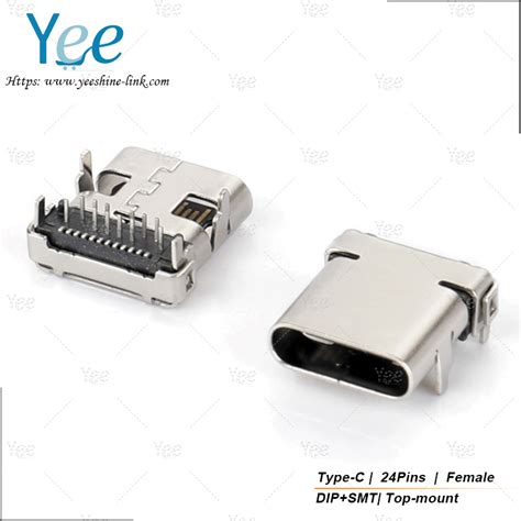 Uc24f1h001 Usb Type C Female Connector 24p Dipsmt Top Mount L1000mm