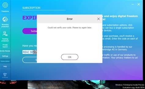 Could not verify your code — F-Secure Community