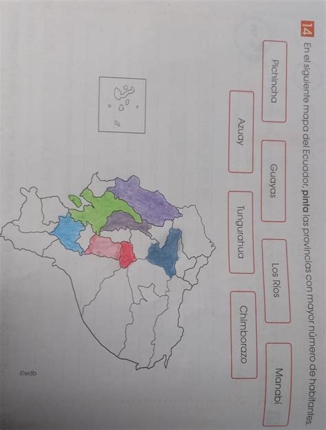 En El Siguiente Mapa Del Ecuador Pinta Las Provincias Con Mayor Número De Habitantes Ayuda Es