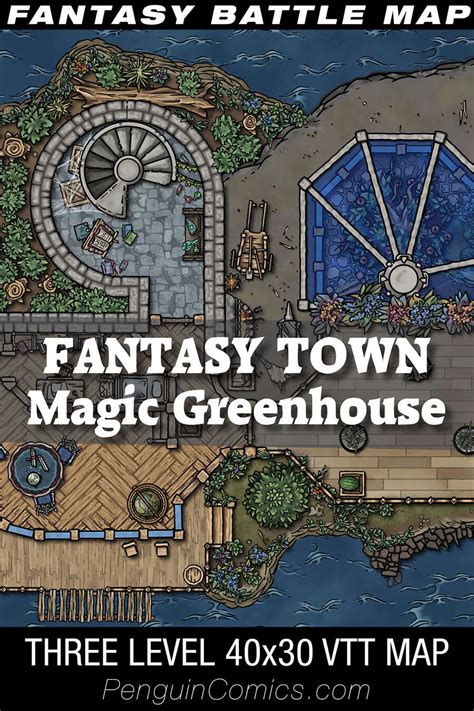 Vtt Battle Maps Fantasy Town Magic Greenhouse X Levels