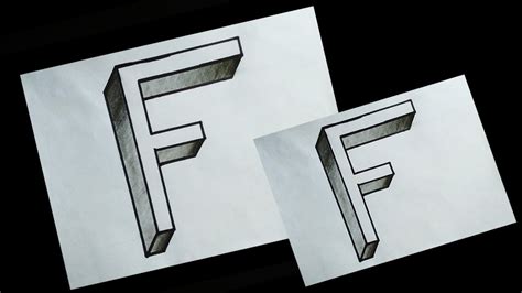 How To Draw 3d Letters How To Draw Latter F In 3d Letter F In 3d Pencil Shaded 3d Letter