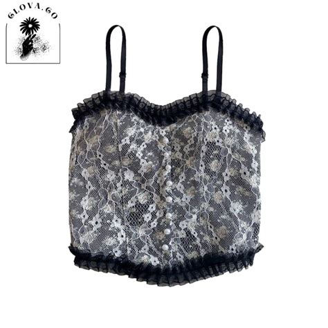 Jual Clova Br Bra Bh Tanktop Crop Korean Lace Floral Vintage Wanita