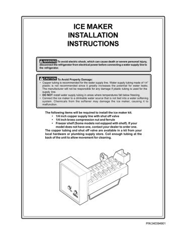 Frigidaire Ice Maker Installation Instructions Manualzz