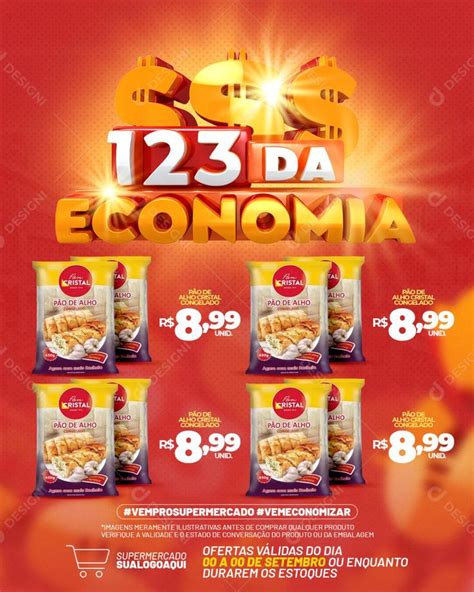 Encarte Supermercado 123 da Economia Produtos Social Media PSD Editável