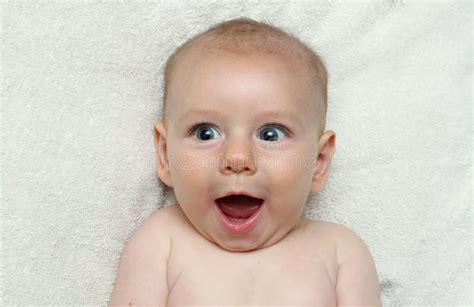 Adorable Excited Smiling Baby Open Mouth Laughing Stock Photo - Image ...