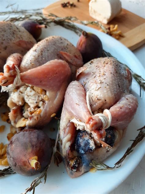 Roast Stuffed Quail with Goat Cheese, Figs, and Walnuts - Sugar and Spice