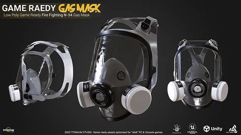 3d Model Low Poly Game Ready Fire Fighting Gas Mask Vr Ar Low Poly