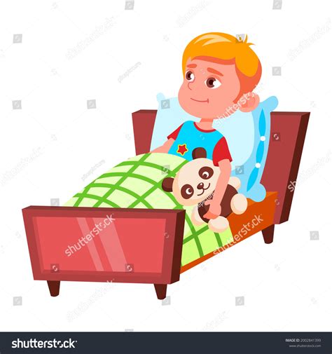 Boy Child Preparing Sleep Bedroom Vector Stock Vector Royalty Free