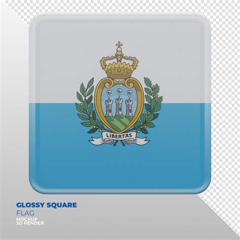 Bandera Cuadrada Brillante Con Textura D Realista De San Marino