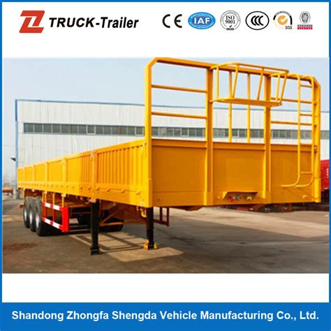 Side Wall Cargo Semi Trailers Heavy Duty Flatbed Truck Trailer With