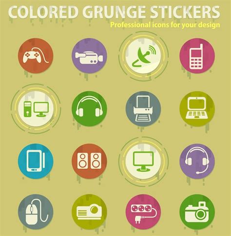 Premium Vector Devices Colored Grunge Icons