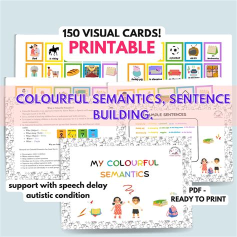 Visual Communication Cards Sentence Building Colourful Semantics Visual