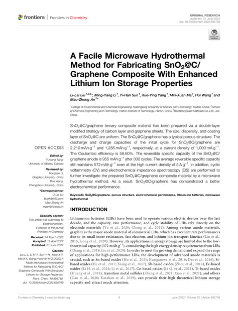 Pdf A Facile Microwave Hydrothermal Method For Fabricating Sno2c