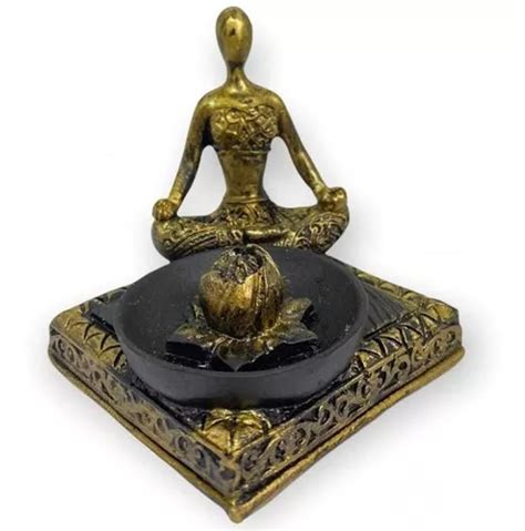 Quemador Cuadrado Dorado Con Forma De Buda Para Yoga De Cm En Resina