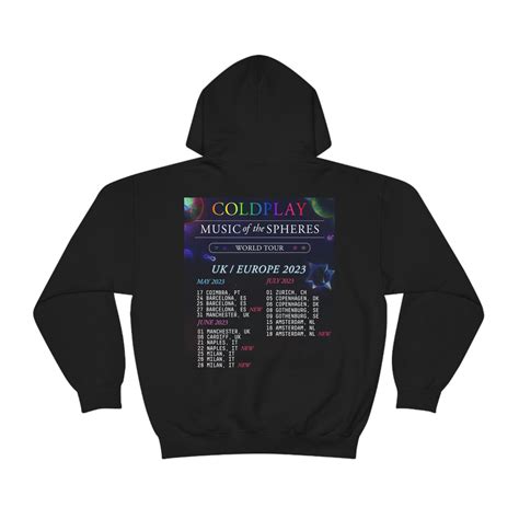 Cold Play Music Of The Spheres World Tour Hoodie 2 Sides, UK 2023, Vintage Retro Album Concert Merch