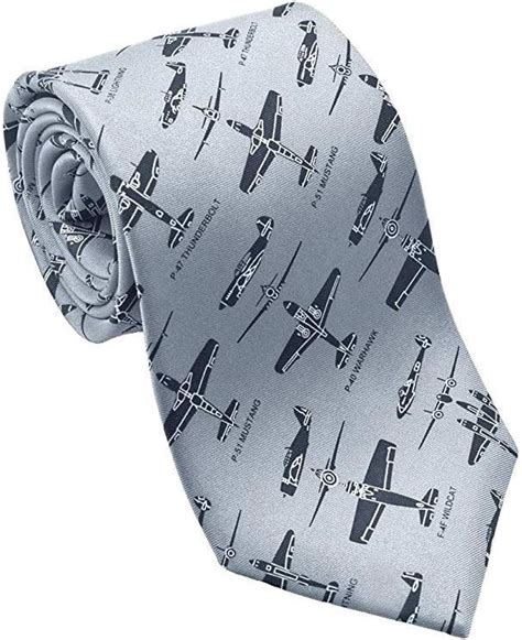 Josh Bach Men S WWII Fighter Planes Tie Aviation Silk Necktie In Gray