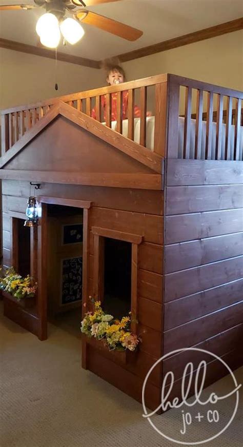 Rustic Solid Wood Playhouse Bed Etsy Playhouse Bed Build A Loft