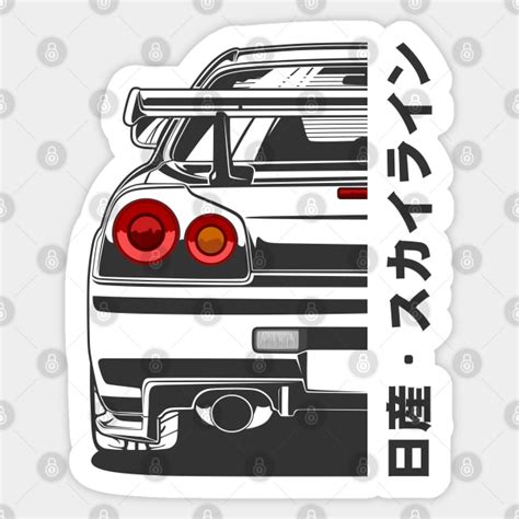 Nissan Skyline Gtr R34 Line Art Illustration Nissan Skyline Sticker Teepublic