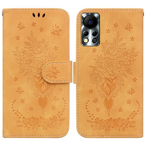 For Infinix Hot S NFC X B Butterfly Rose Embossed Leather Phone