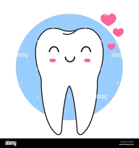 Cartoon Flat Illustration Of Smiling White Tooth Cute Baby Kawaii