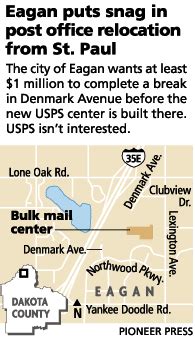 eagan city tells usps  complete road twin cities
