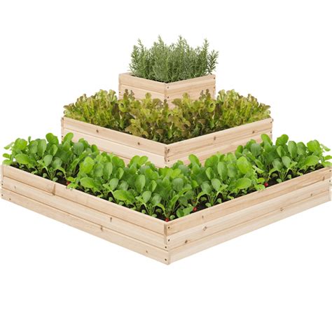 Yaheetech 3 Tier Fir Wood Raised Garden Bed Elevated Flowers Herbs