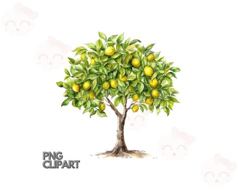 Watercolor Lemon Tree Clipart PNG Instant Download File Card - Etsy