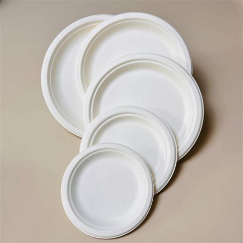 Eco Friendly Food Packaging Unbleached Bagasse Pulp Inch Plate