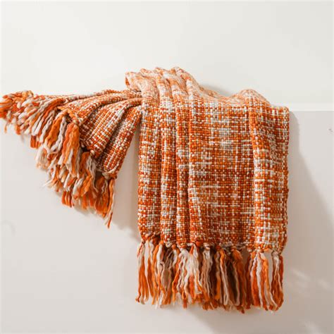 Battilo Rust Orange Throw Blanket For Couch Decorative Blankets And