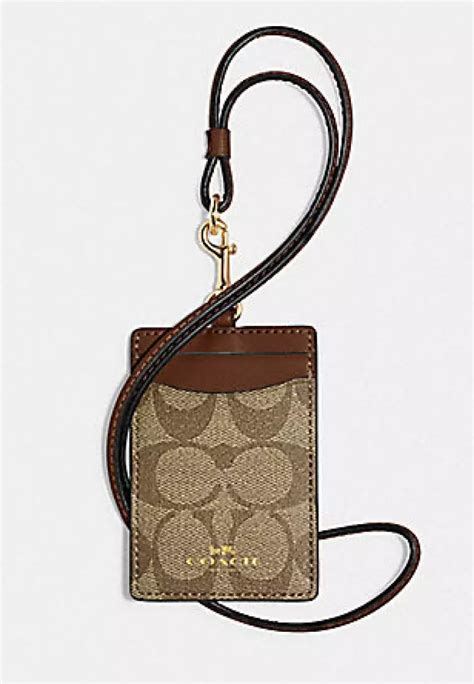 Jual Coach Coach Id Lanyard In Signature Canvas Khaki Saddle Original