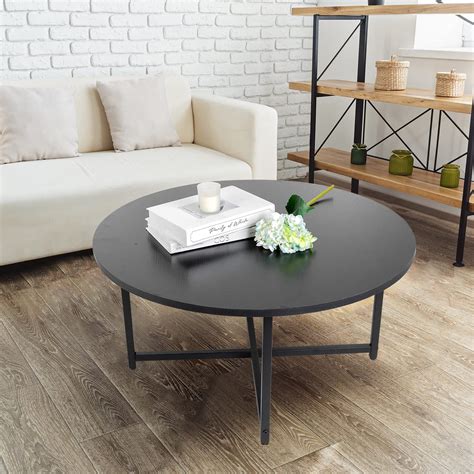 Round Coffee Table Modern Coffee Table Sofa Table Tea Table Black,31.5" Black 31.5x31.5x15 ...