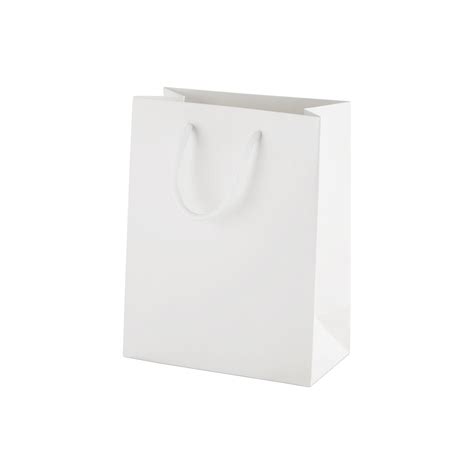 Small White Matt Laminated Paper Bags With Rope Handles