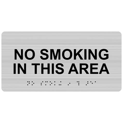 ADA No Smoking In This Area (Braille Sign RSME-465_BLKonBRSLVR