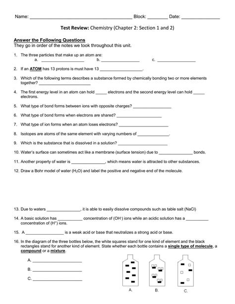 Introduction To Chemical Reactions Worksheets Answer Key