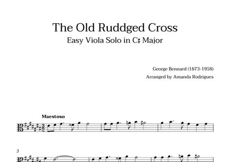 The Old Rugged Croos In C Major Easy Viola Solo Arr Amanda