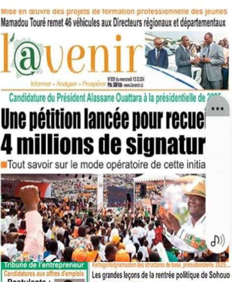 Côte dIvoire AIP REVUE DE LA PRESSE La pétition pour la candidature