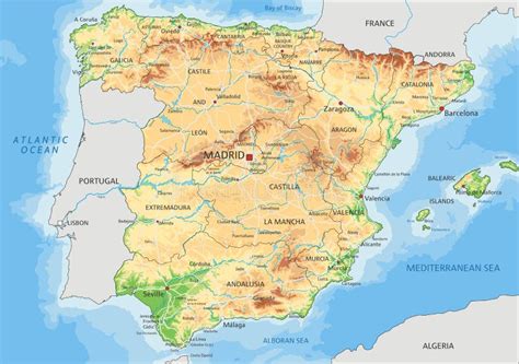 Spagna Cartina Fisica Cartina Andalusia Mappa Del Territorio Viaggio