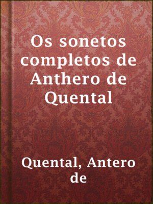 Os Sonetos Completos De Anthero De Quental By Antero De Quental