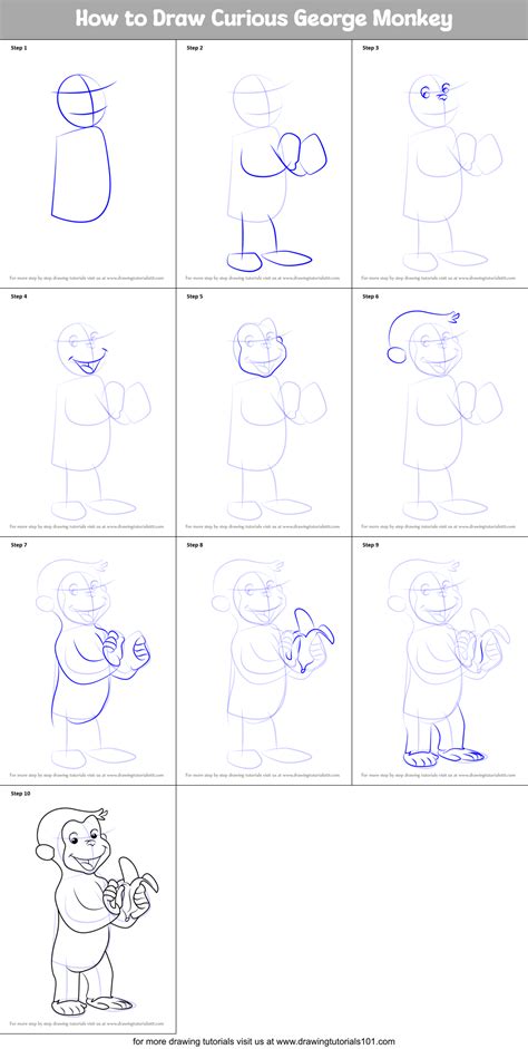 How To Draw Curious George Monkey Curious George Step By Step