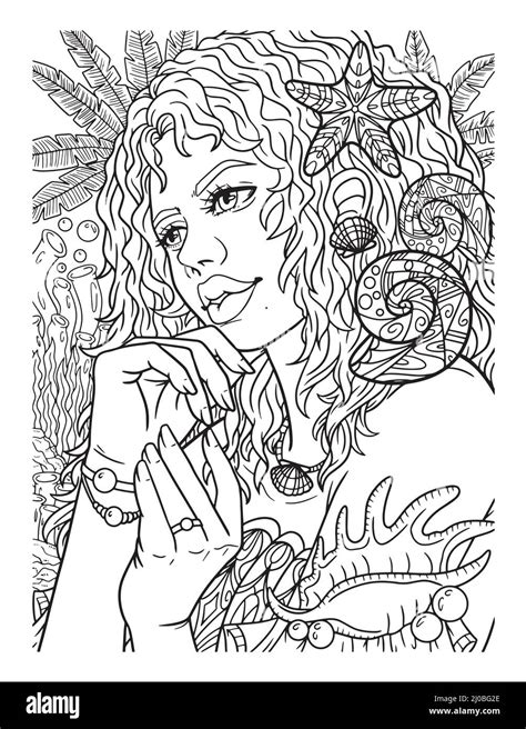 Coloring Page Mermaid Hi Res Stock Photography And Images Alamy