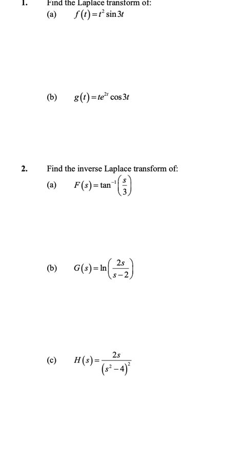 Answered 2 Find The Laplace Transform Of A Bartleby