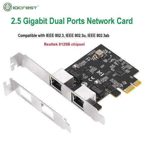 IOCREST 2 5GBase T Gigabit Network Adapter With 2 Ports 2500Mbps PCIe 2