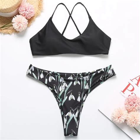 Sexy Women Bikini Set Sunflower Print Padded Swimwear Bathing Swimsuit