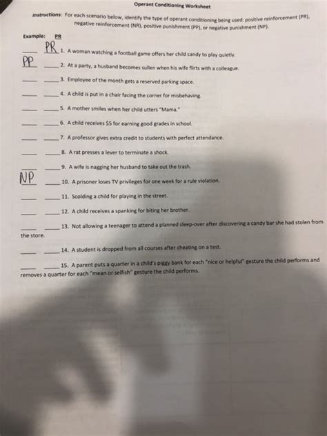 Solved Operant Conditioning Worksheet Instructions For Each Worksheets Library